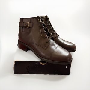 KB Company Womens Brown 1.5” Heel  Leather Upper Booties Size 7.5M New Ellen